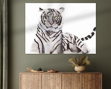Print van een witte tijger, bijzondere dieren illustratie