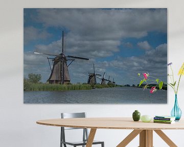 Molens van Kinderdijk op een rij