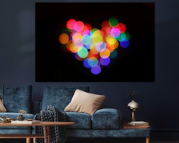 Kleurrijk bokeh hart van licht liefde regenboogkleuren van Miljko Kucevic
