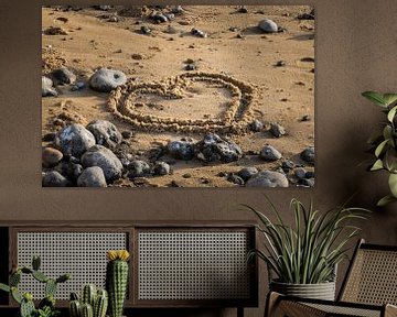 Romantisches Herz im Sand am Strand gezeichnet von Patrick Verhoef