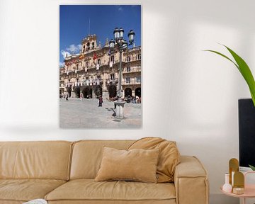Plaza Mayor mit Rathaus , Salamanca, Castilla y Leon, Kastilien-Leon, Spanien