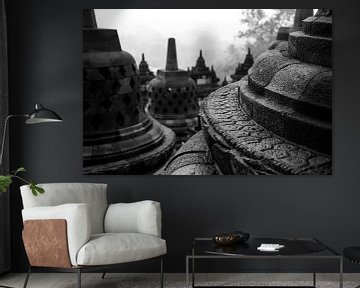 Photo d'ambiance des détails du temple de Borobudur
