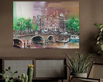 Amsterdam (the Netherlands) schilderij van Jos Hoppenbrouwers