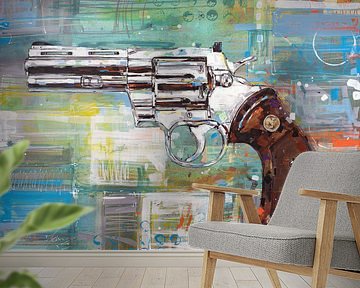 Revolver (Colt Python) schilderij van Jos Hoppenbrouwers