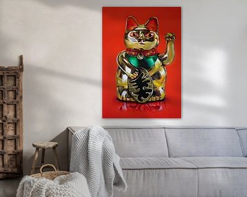 Maneki Neko (lucky cat) schilderij van Jos Hoppenbrouwers