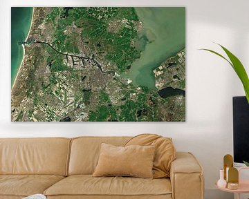 Satellietfoto van Amsterdam en omgeving, Nederland van Wigger Tims