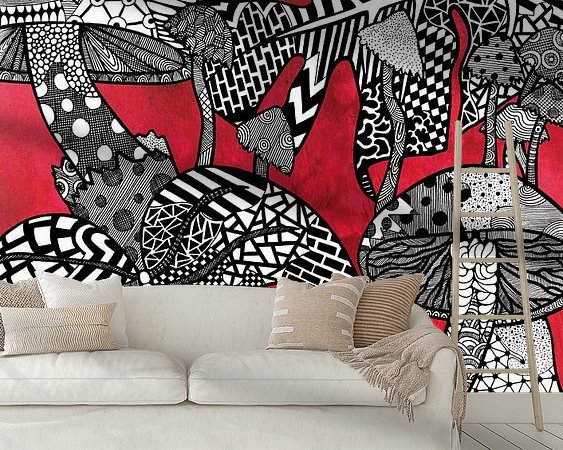 Voorbeeld van het werk in een kamer