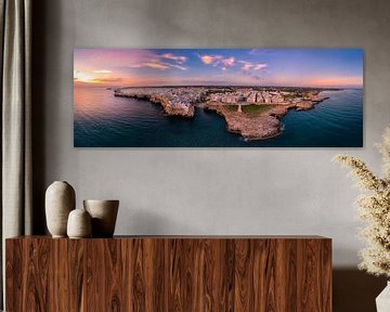 Aerial panorama of Polignano a Mare in South Italy by Costas Ganasos