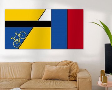 Piet Mondriaan-stijl met fiets