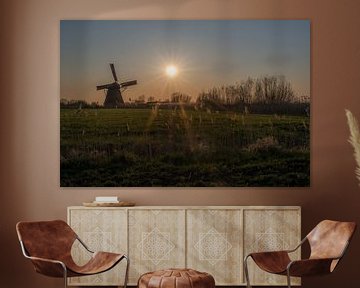 Molen tijdens zonsondergang van Moetwil en van Dijk - Fotografie