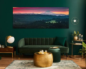 Panorama du lever du soleil Mount Hood, Oregon sur Henk Meijer Photography