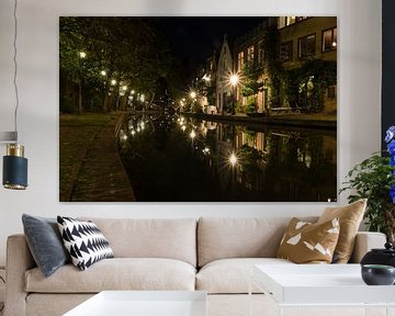 Étoiles de la ville et reflets - Oudegracht, Utrecht, Pays-Bas