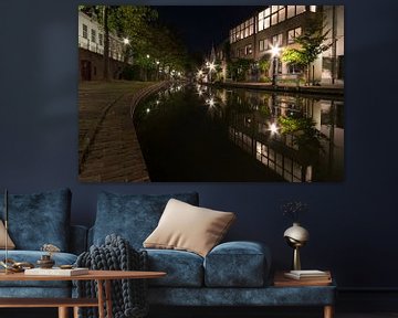 De Oudegracht bij nacht - Utrecht, Nederland