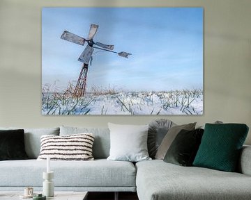 Windmolen in het weiland van Moetwil en van Dijk - Fotografie