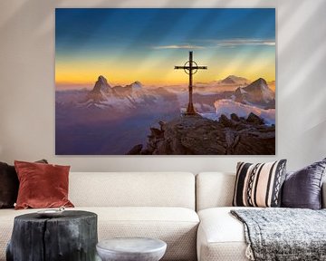 Matterhorn und Mont Blanc Sonnenuntergang von Menno Boermans