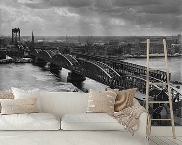 Old Railway Bridge Rotterdam (1952) Black and white by Rob van der Teen