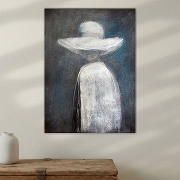 Abstraktes figuratives Porträt, Dame Blanche. Handbemalt.