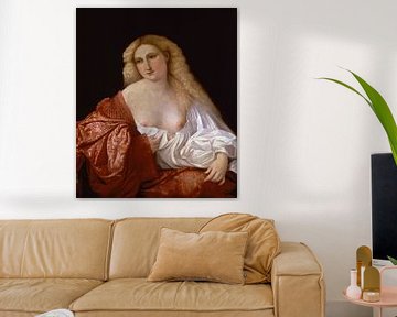 Porträt einer Frau, bekannt als Porträt einer Kurtisane, Palma Vecchio.