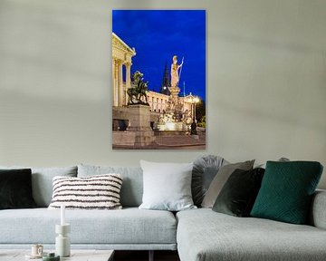 Parliament in Vienna at night by Werner Dieterich