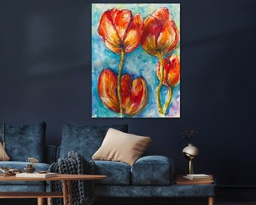 Tulipes rouges de Hollande sur Ineke de Rijk