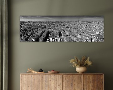 Panorama centrum Delft zwart / wit