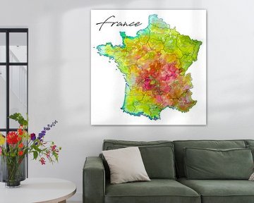 Frankrijk | Kleurrijke landkaart met Provincienamen
