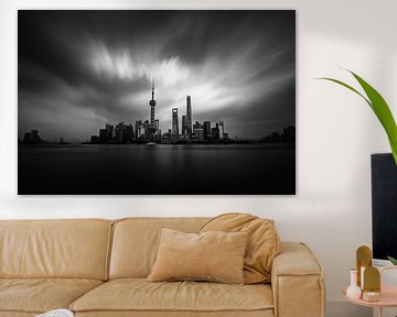 Photo noir et blanc du "bund" à Shanghai sur Michael Bollen