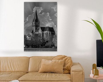 Black/White, Church, Sunset, Thorn. Limburg, The Netherlands