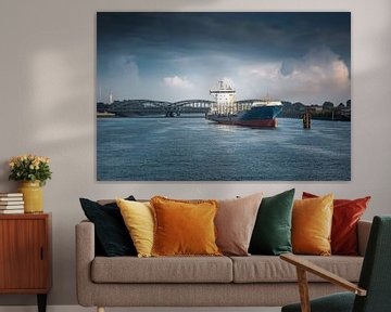 Hamburg - Container ship with Elbbridges by Sabine Wagner