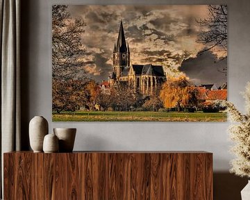 Church, Sunset, Thorn. Limburg, The Netherlands sur Maarten Kost