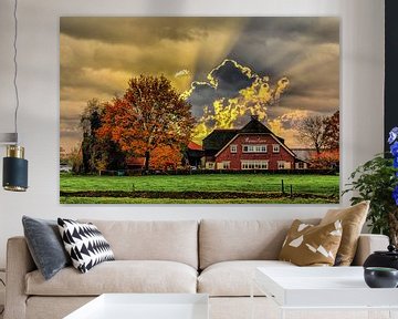 Clouds, Farm, Woudenberg, The Netherlands van Maarten Kost