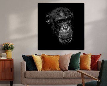 Schimpanse in Schwarz und Weiss von Emajeur Fotografie