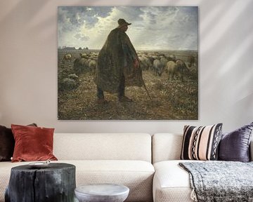 Herder die zijn kudde verzorgt, Jean-François Millet