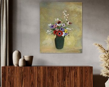 Große grüne Vase mit gemischten Blumen, Odilon Redon