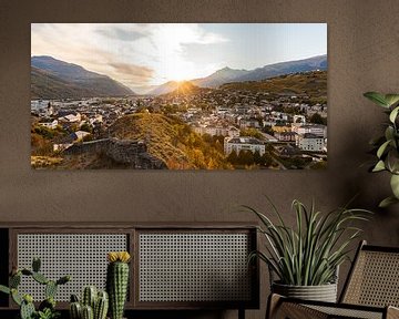 Sion in Switzerland at sunset by Werner Dieterich