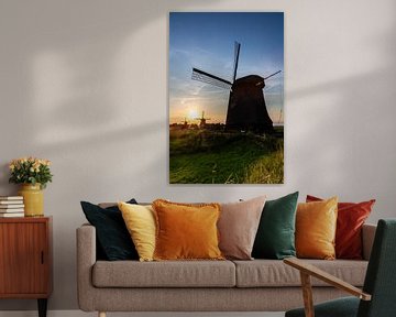 Windmills and  sunset