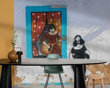 Voorbeeld van het werk in een kamer