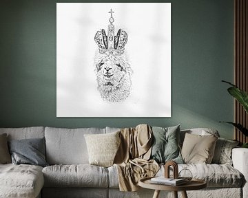 Alpaca met kroon van Poster Art Shop