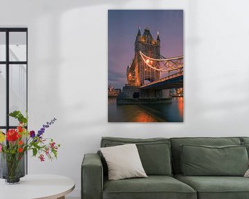Tower Bridge over de Theems, London, Engeland van Henk Meijer Photography