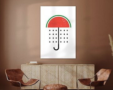 Grappig watermeloen paraplumotief van Poster Art Shop