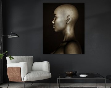 Portrait de femme - Portrait noir et blanc d'une fille africaine sur Jan Keteleer