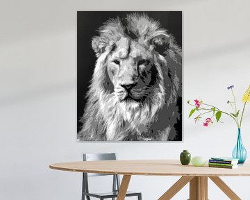 Lion en noir et blanc