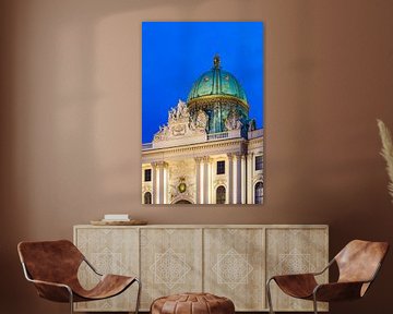 Dome of the old Hofburg in Vienna at night by Werner Dieterich