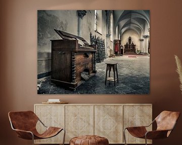 Piano in Abandoned Church, Belgium by Art By Dominic
