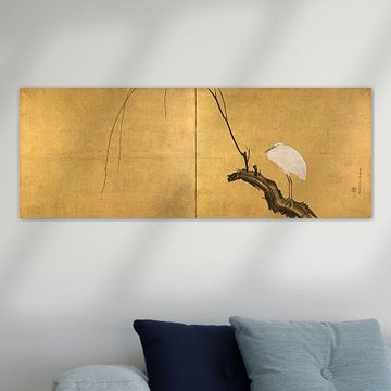 Maruyama Okyo - Reiher auf einem Weidenzweig