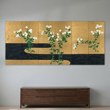 Ogata Korin. Chrysanten bij een stroom