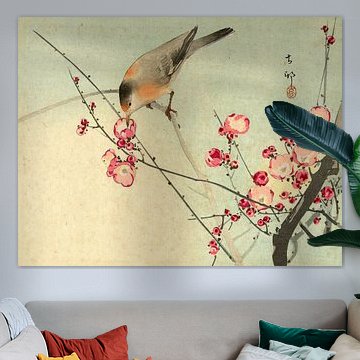 Songbird on blossom branch, Ohara Koson