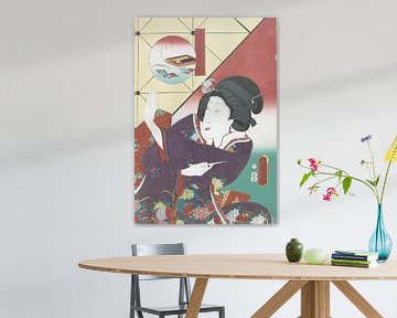 Femme en kimono d'automne, Kunisada (I) , Utagawa