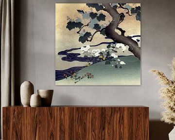 Baum und Chrysanthemen, Tsukioka Kôgyo