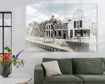 Historische huizen in het dorp "Sloten" in "Friesland" Nederland van Dick Jeukens